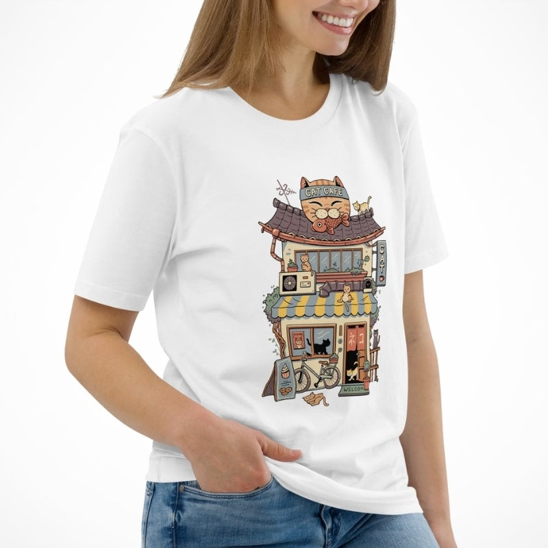 Japanese Tee Shirt - Neko Coffee
