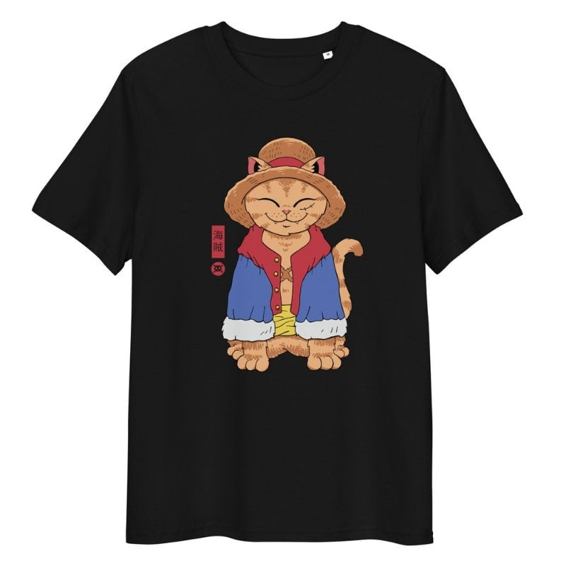 Japanese Tee Shirt - Neko Straw Hat