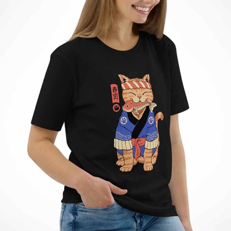 Japanese Tee Shirt - Neko Sushi Master
