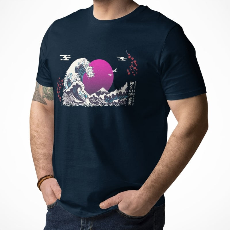 Japanese Tee Shirt - Purple Wave