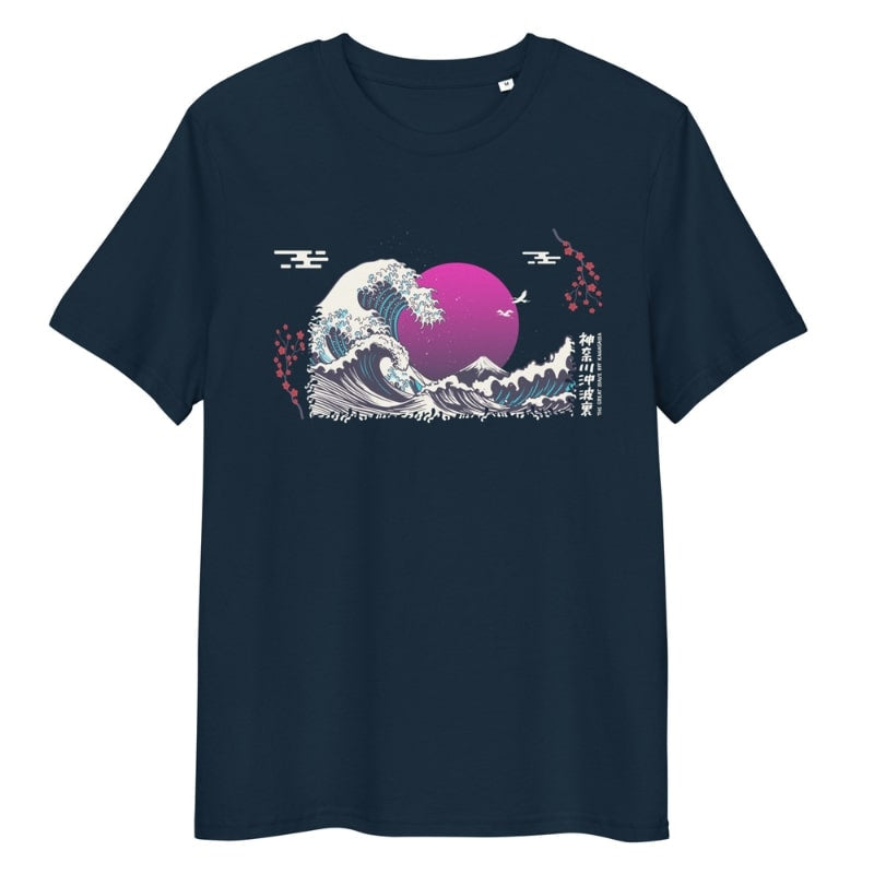 Japanese Tee Shirt - Purple Wave