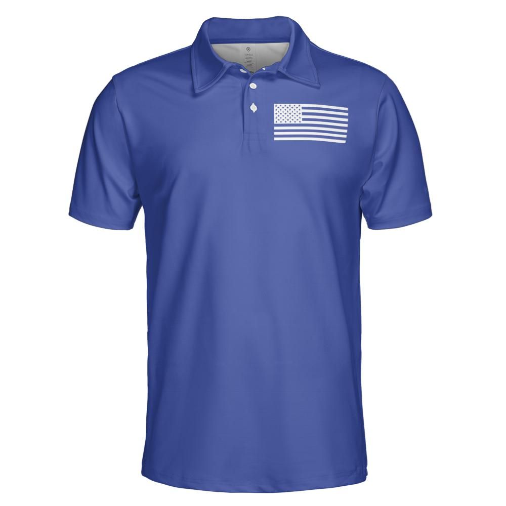 American Flag Shirt Patriotic Short Sleeve Moisture Wicking Blue Polo Shirts for Men