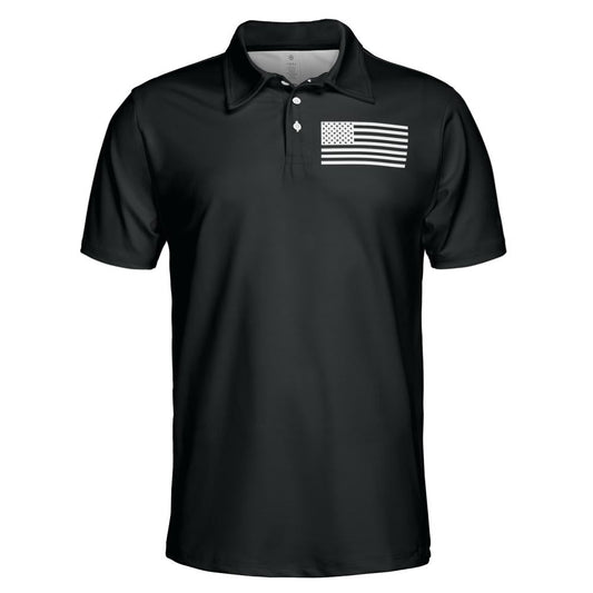 American Flag Shirt Patriotic Short Sleeve Moisture Wicking Black Polo Shirts for Men