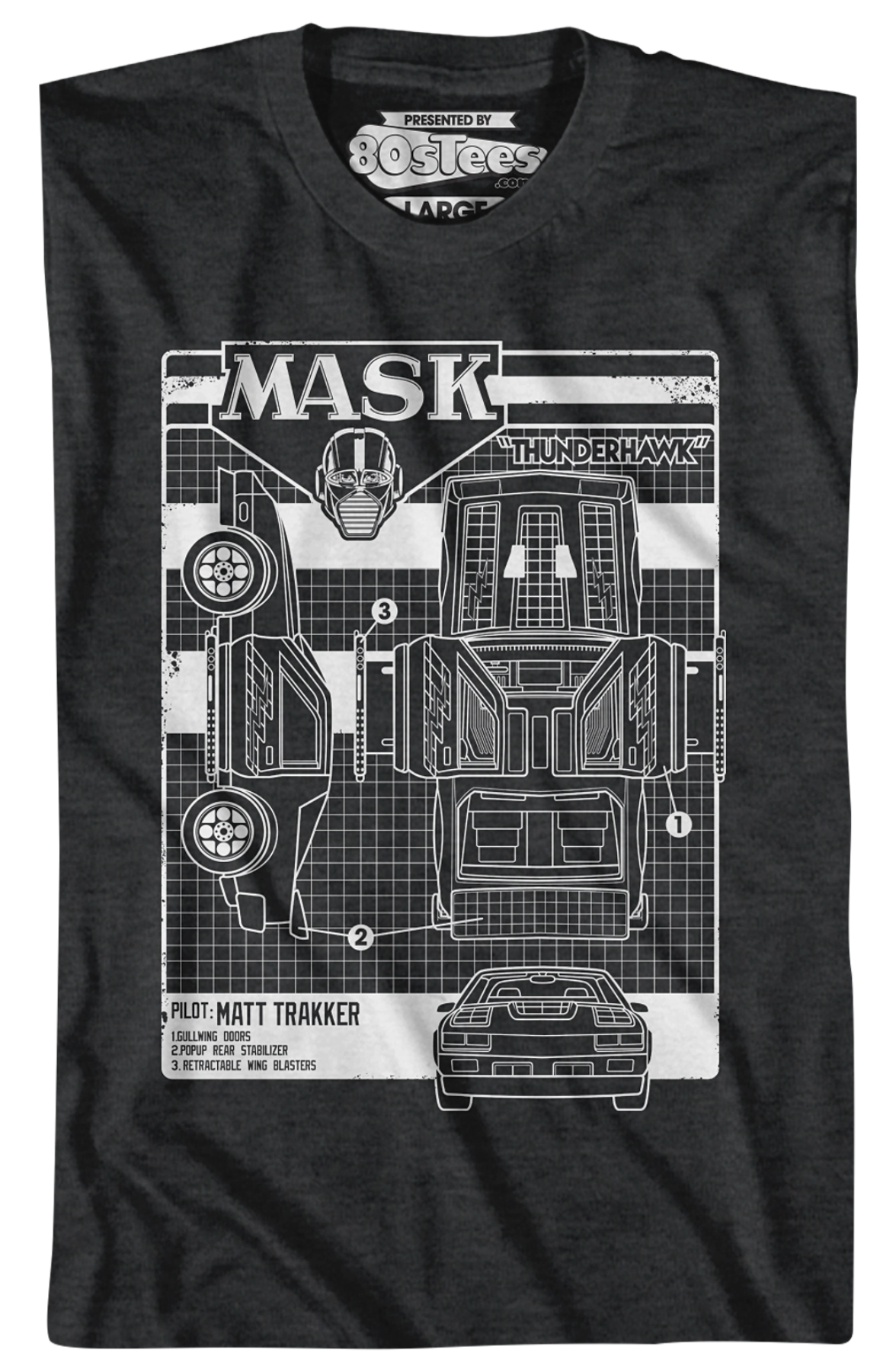 Retro Thunderhawk Schematic MASK T-Shirt