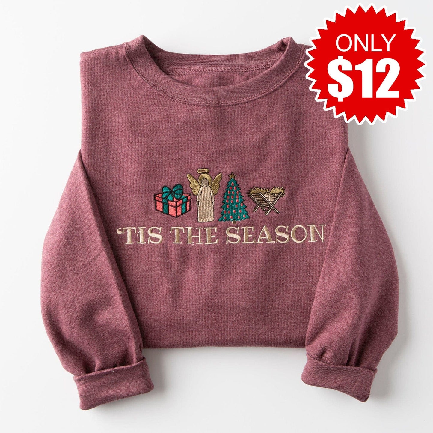 Embroidered Tis the Season Sweatshirt - 12