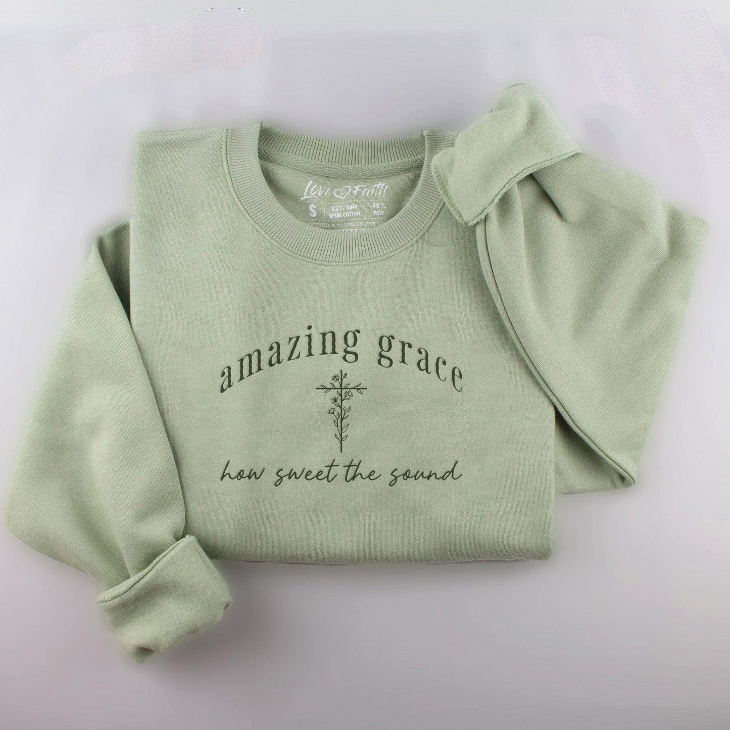 Embroidered Amazing Grace Crewneck Sweatshirt - 5