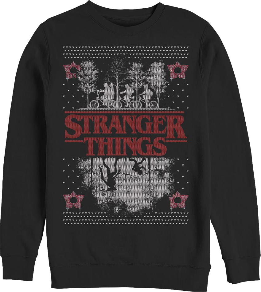 Upside Down Faux Ugly Christmas Sweater Stranger Things Sweatshirt