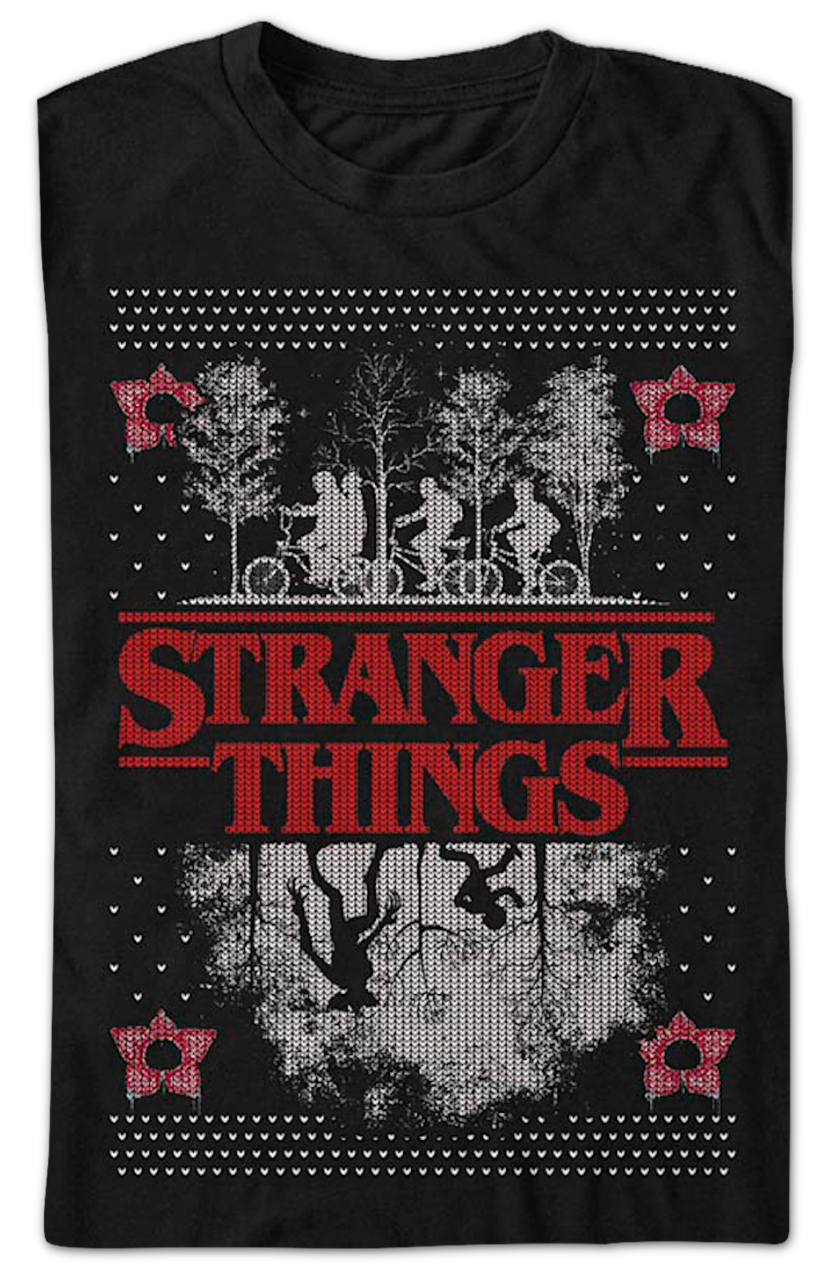 Upside Down Faux Ugly Christmas Sweater Stranger Things T-Shirt
