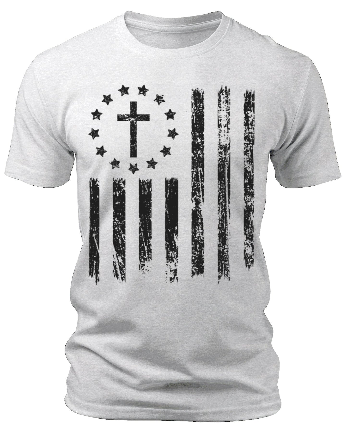 American Flag Christian Patriotic Cross Men's 4th of July Graphic Tee