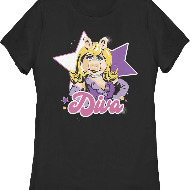 Black Womens Diva Miss Piggy Muppets Shirt