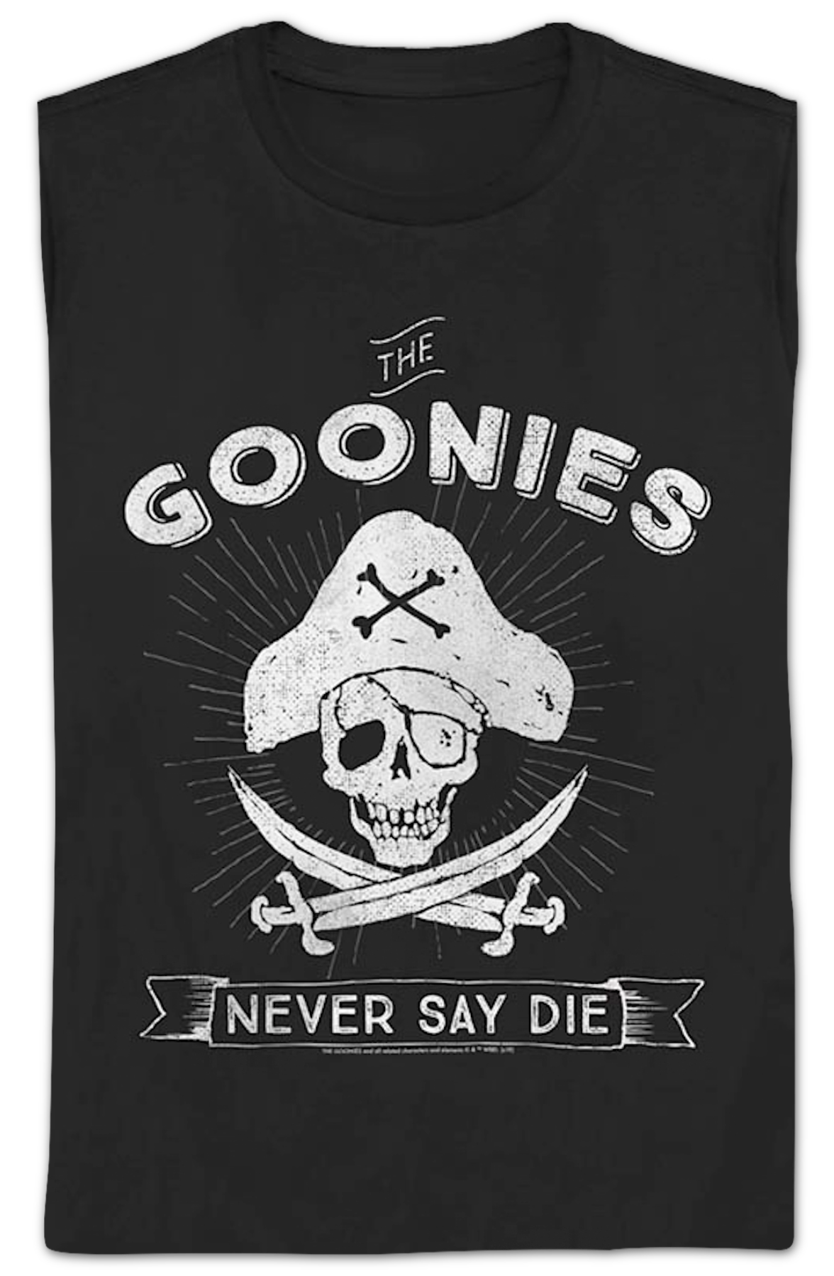 Womens Never Say Die Pirate Logo Goonies Shirt