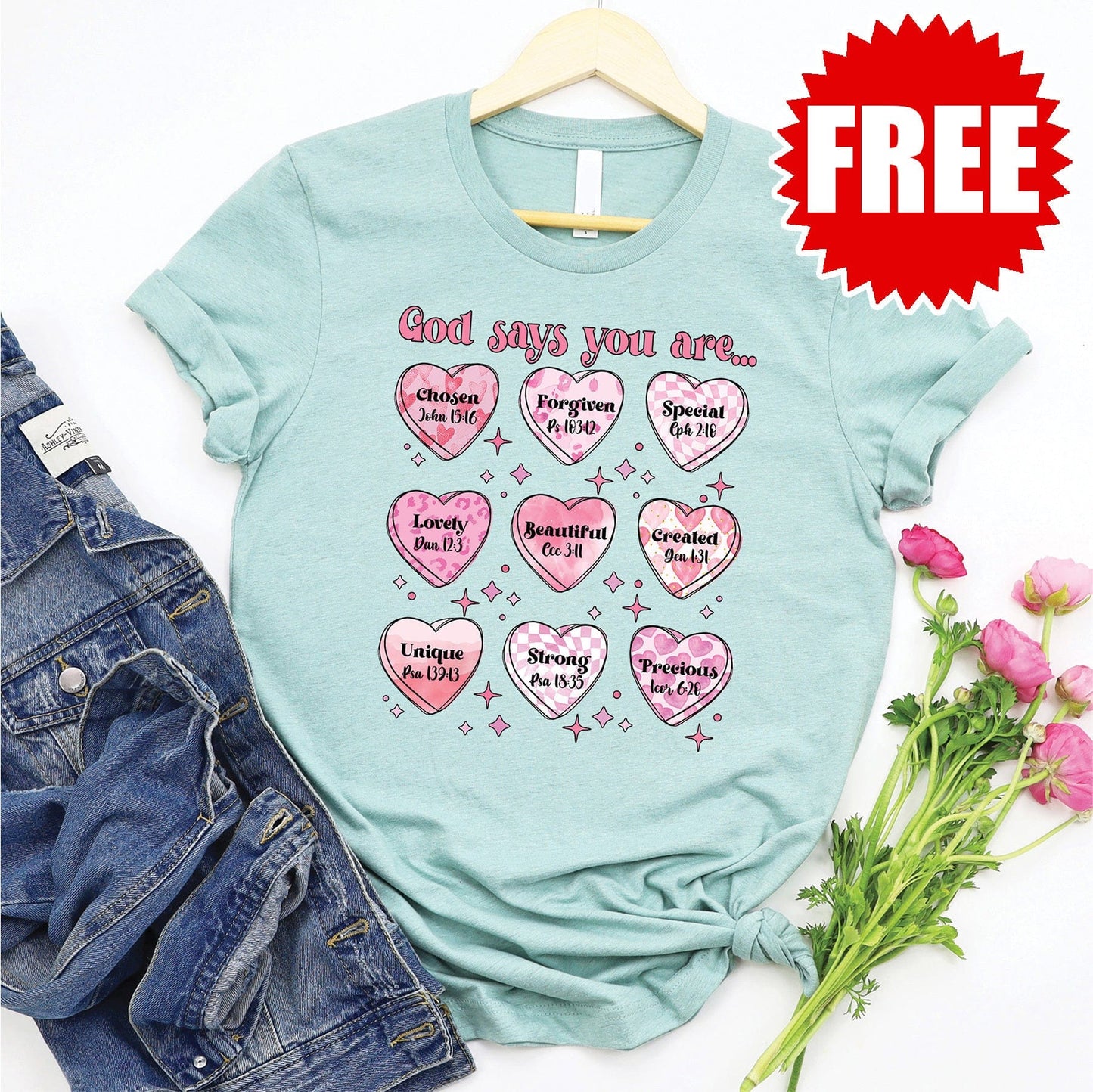 God Says You Are Hearts Tee - 0